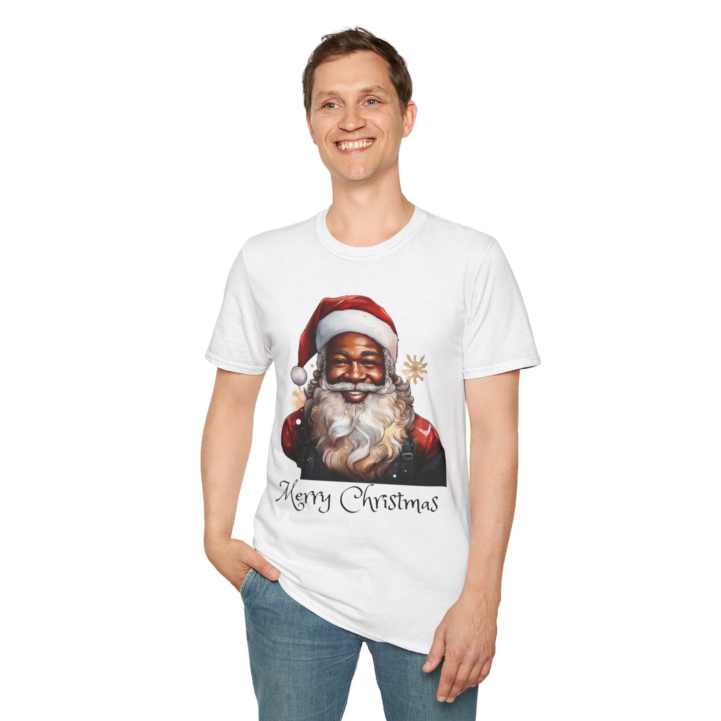 Black Santa Claus T-Shirt - Unisex Softstyle