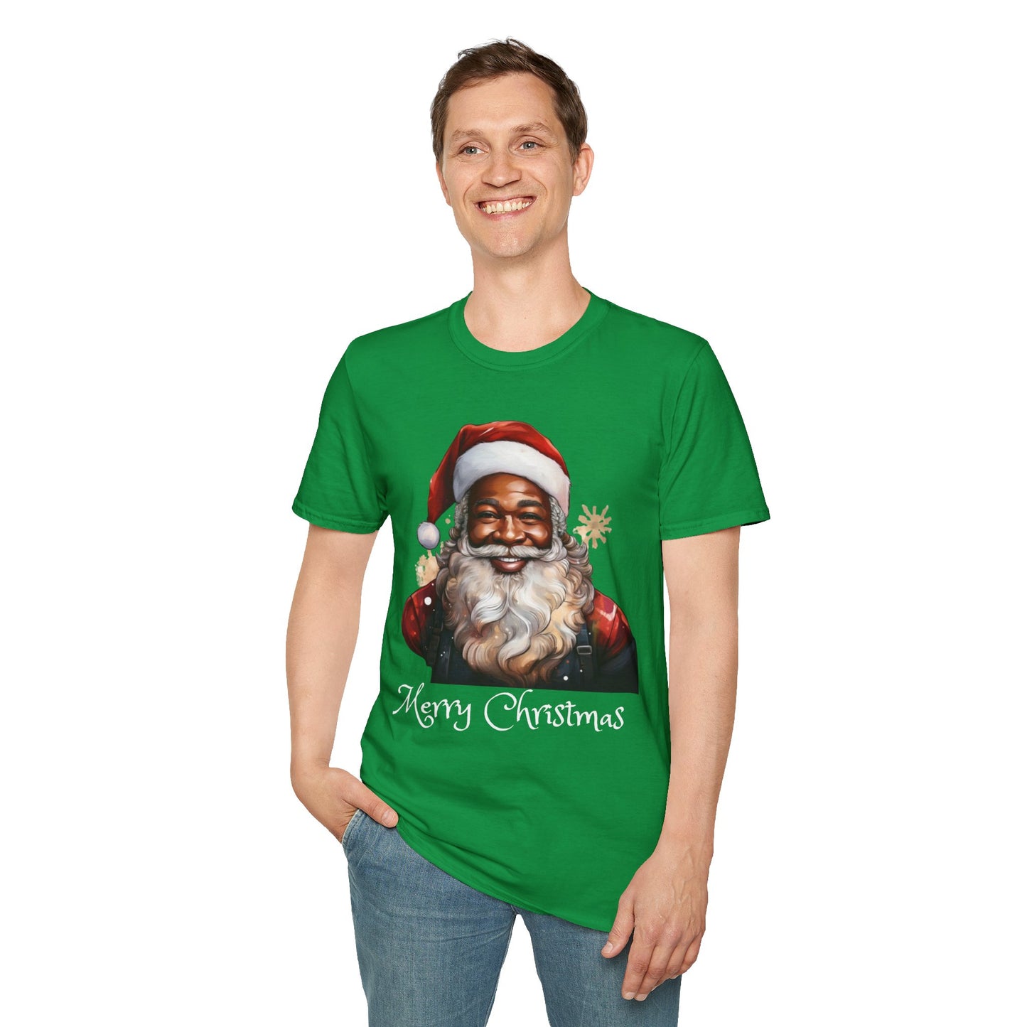 Black Santa Claus T-Shirt - Unisex Softstyle