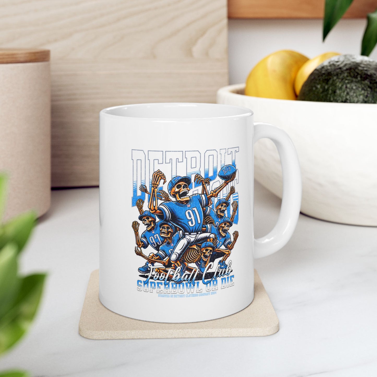 Detroit Skeleton Football Team Ceramic Mug, (11oz, 15oz)