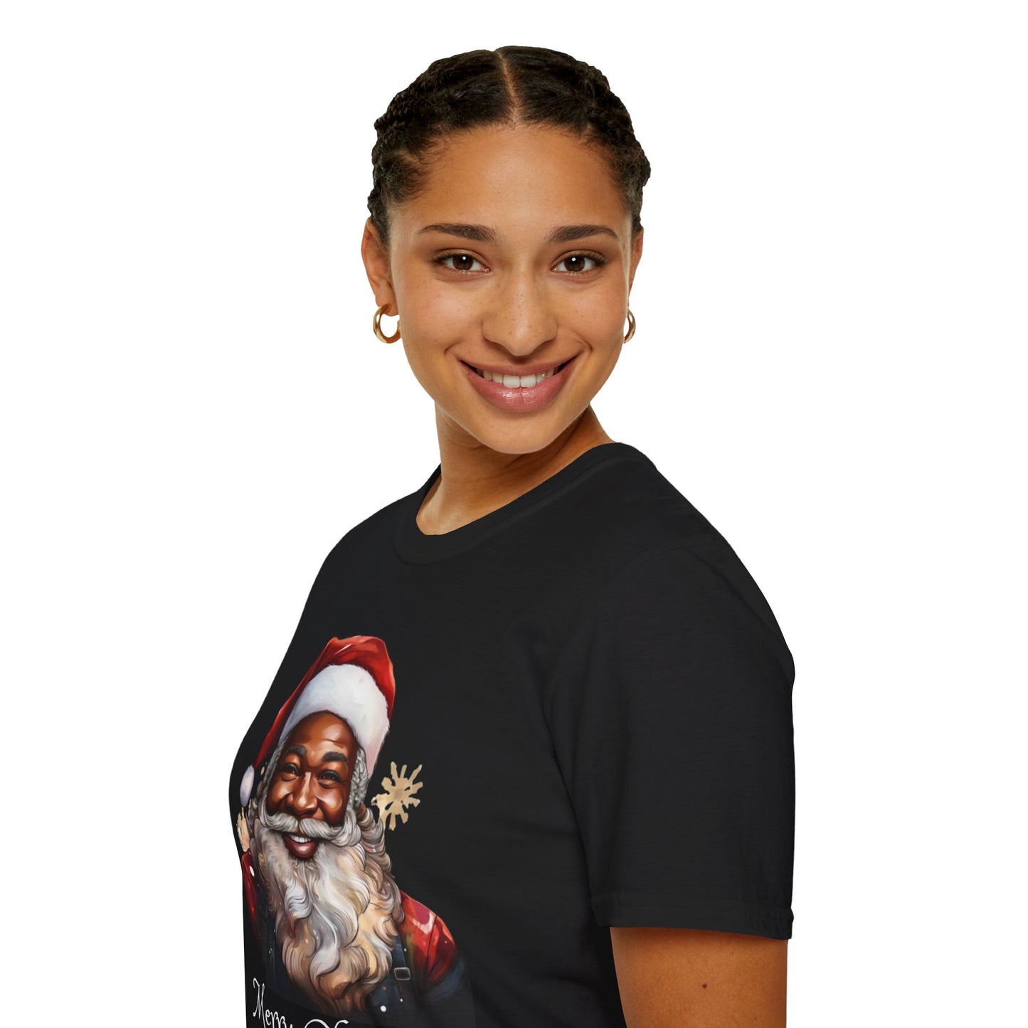 Black Santa Claus T-Shirt - Unisex Softstyle