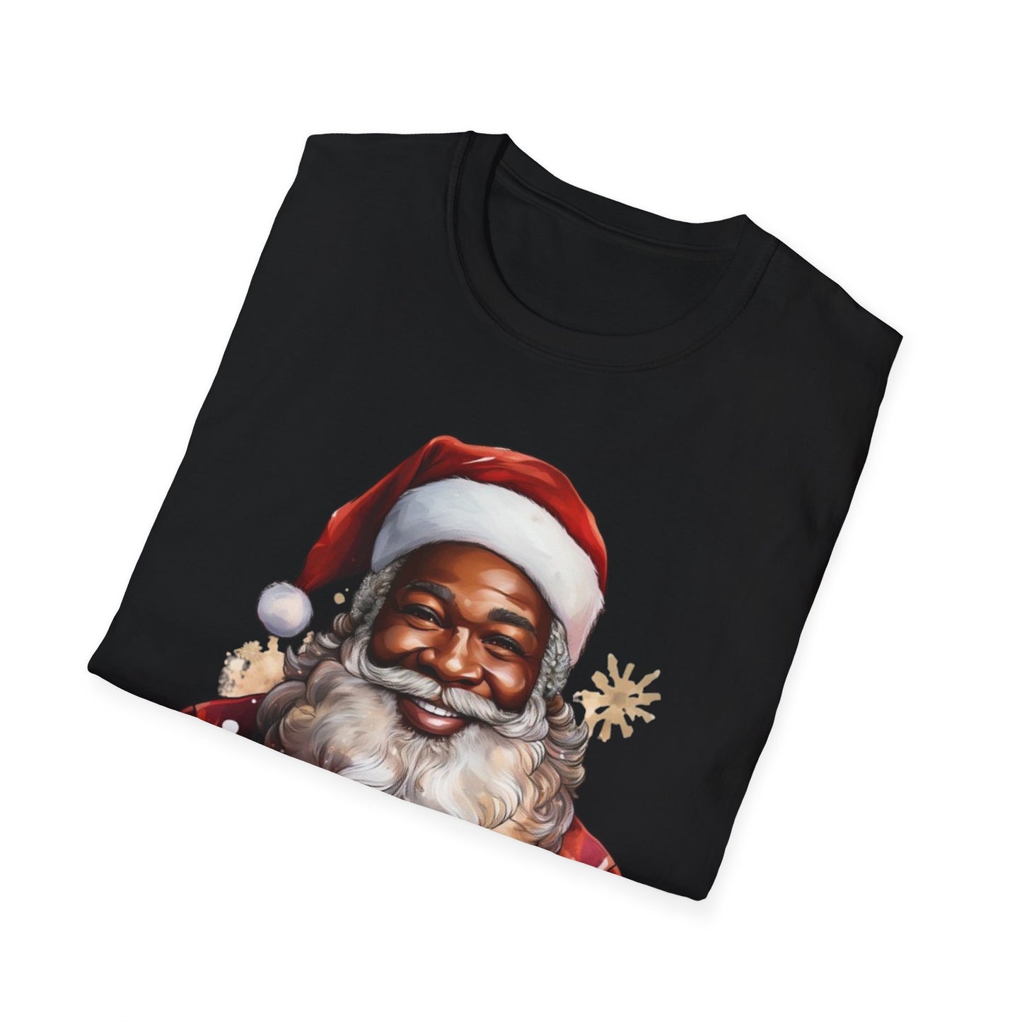 Black Santa Claus T-Shirt - Unisex Softstyle