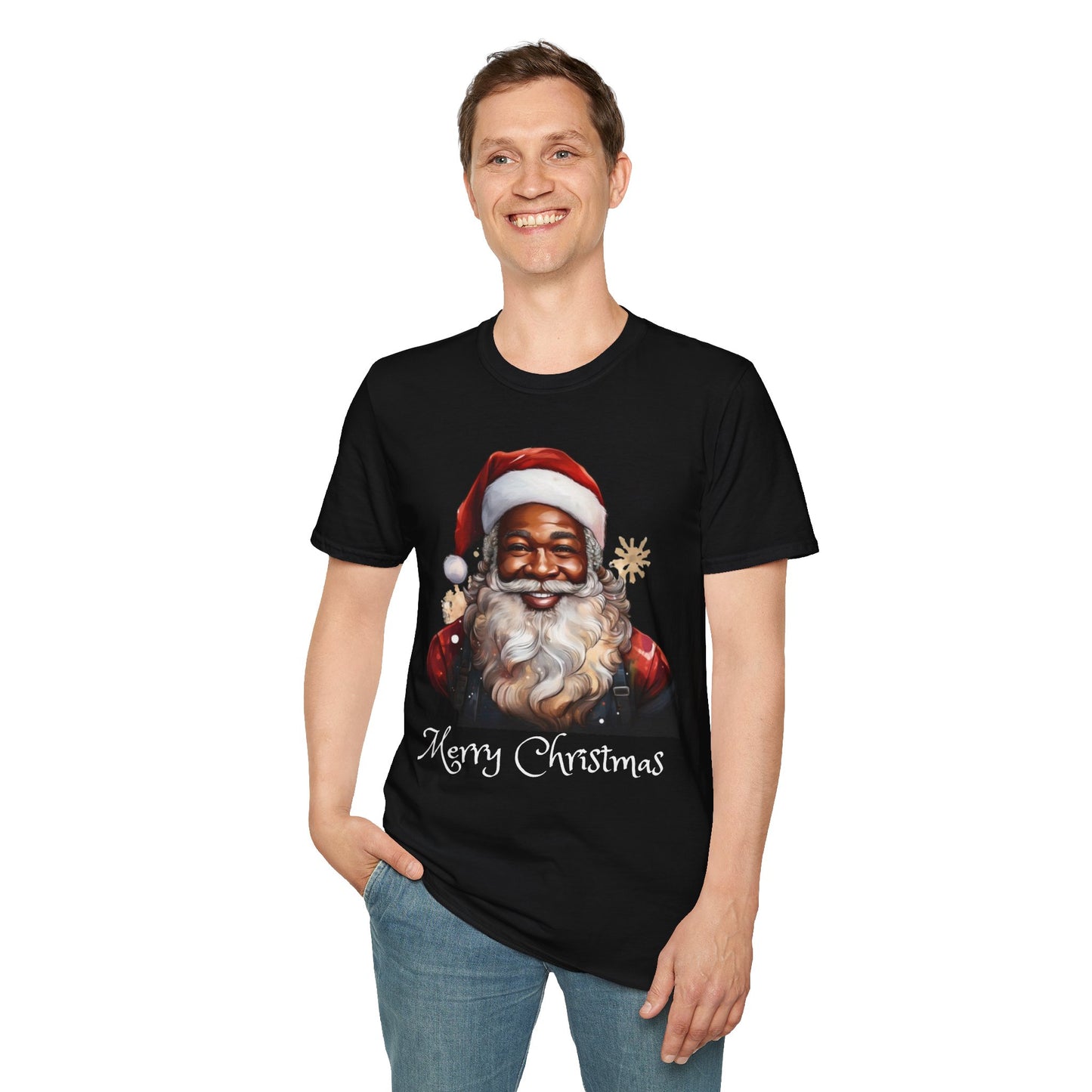 Black Santa Claus T-Shirt - Unisex Softstyle