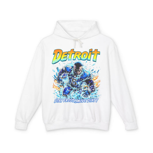 Detroit Football Stay Frosty Move Dirty Lightweight Hoodie - Started In Detroit Clothing Co.