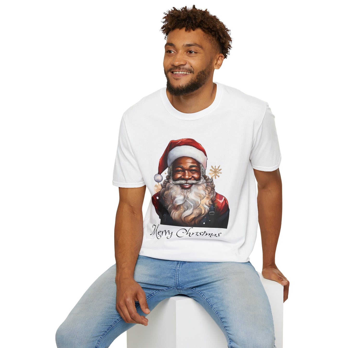 Black Santa Claus T-Shirt - Unisex Softstyle