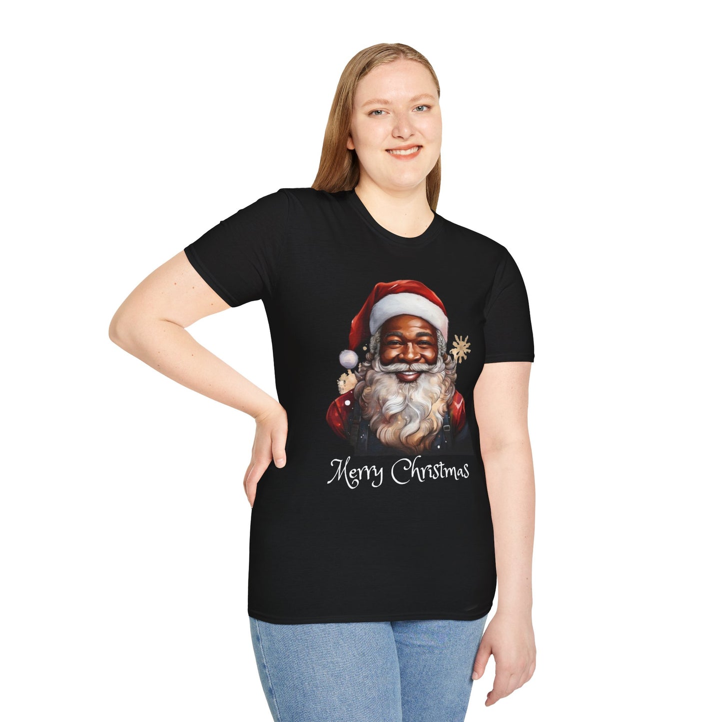 Black Santa Claus T-Shirt - Unisex Softstyle