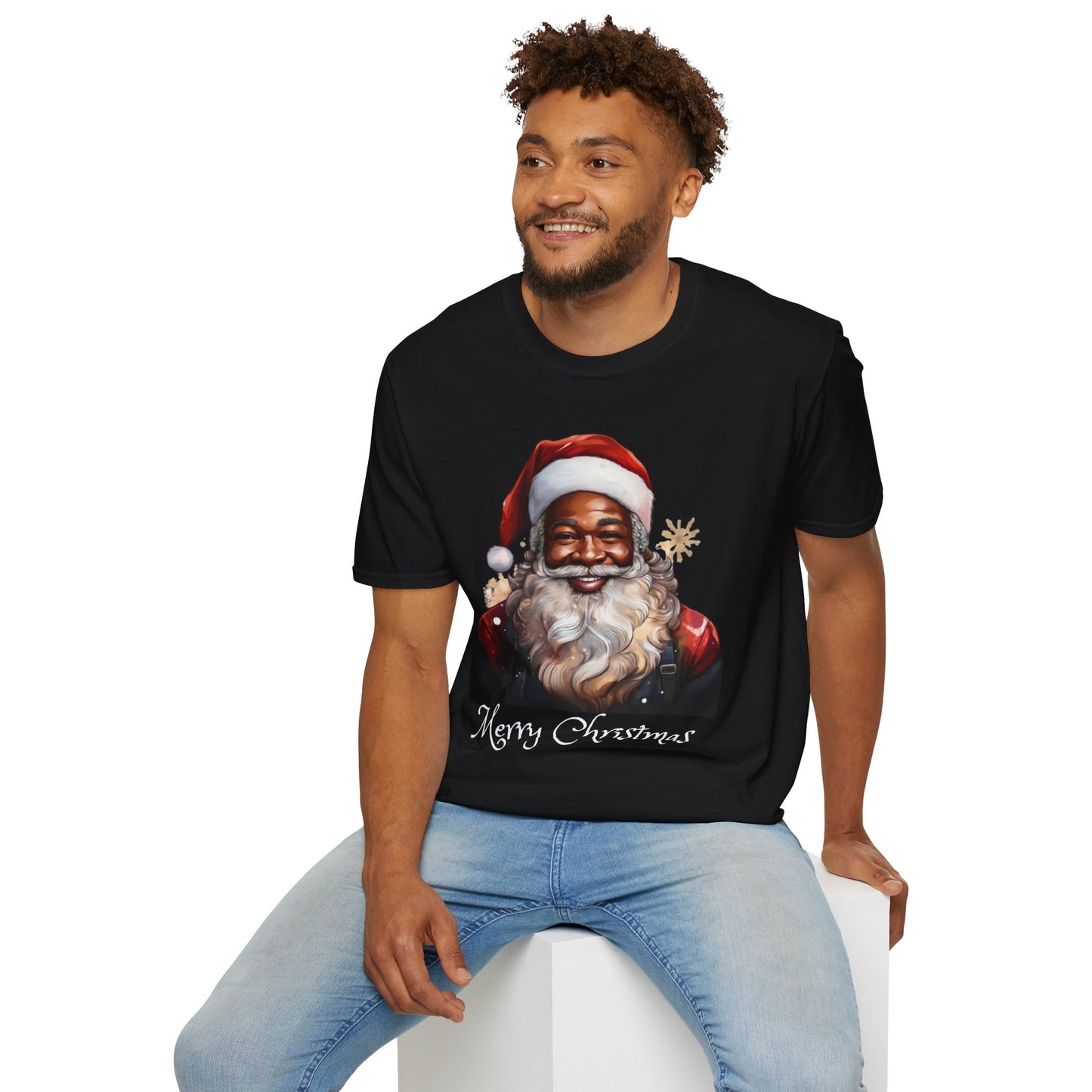 Black Santa Claus T-Shirt - Unisex Softstyle