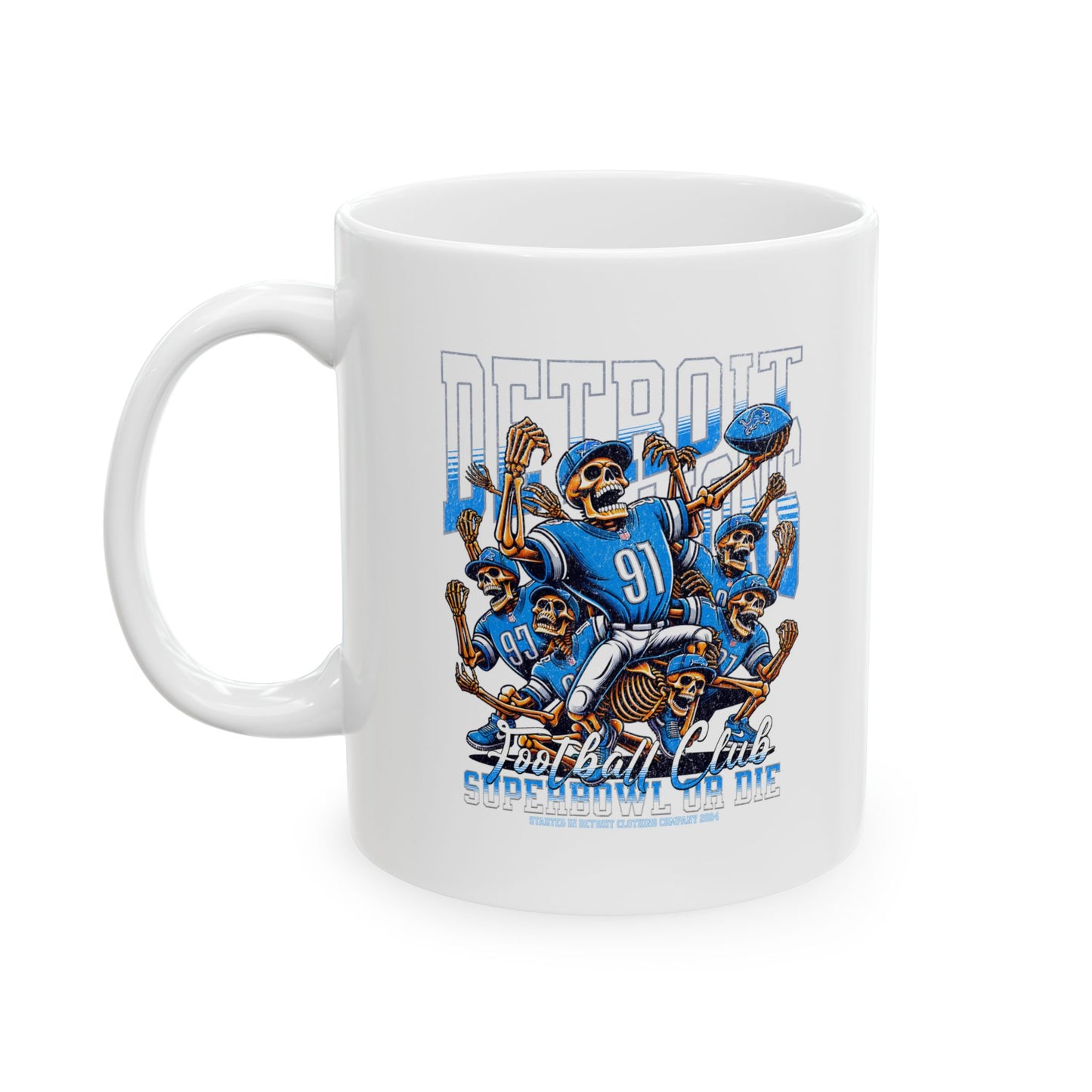 Detroit Skeleton Football Team Ceramic Mug, (11oz, 15oz)