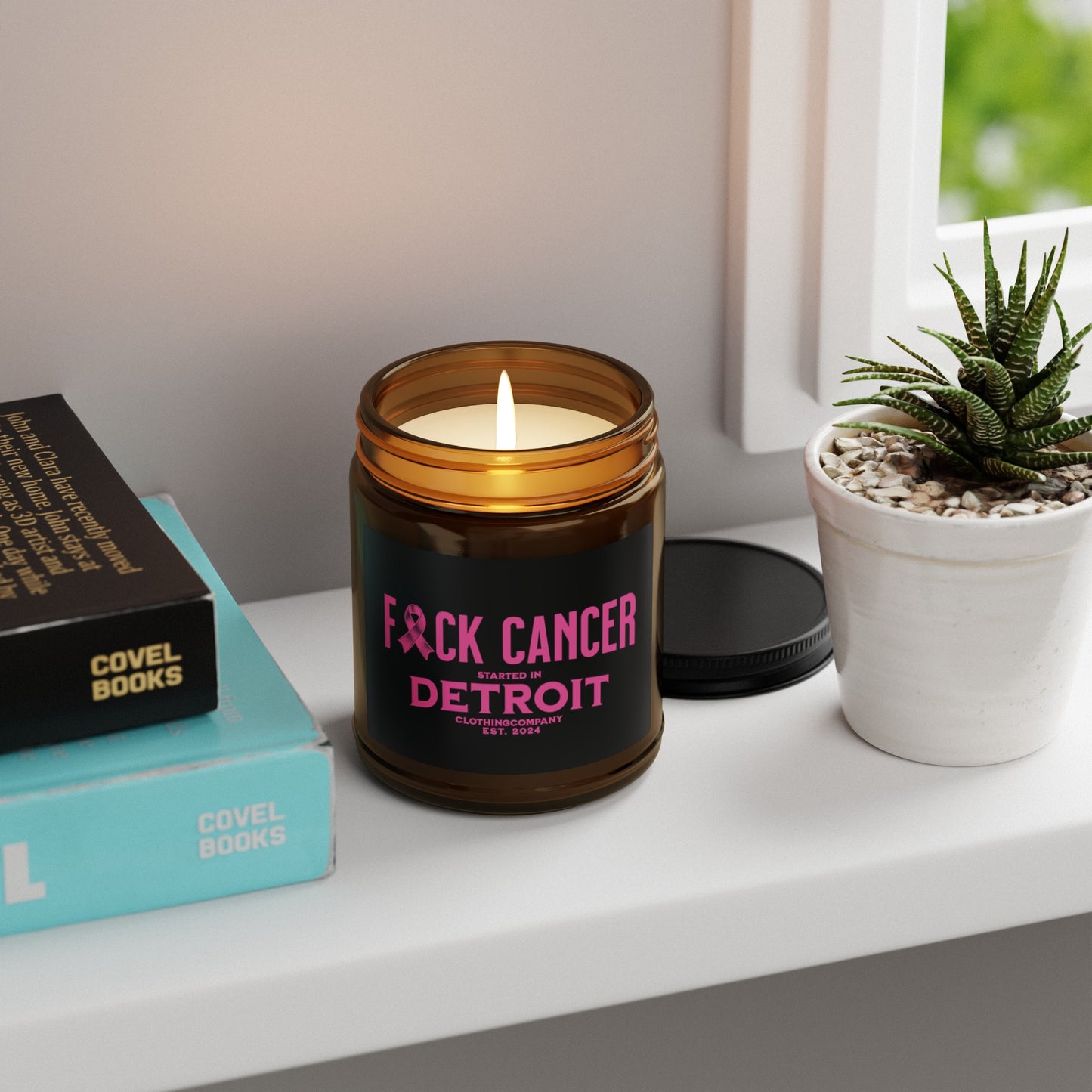 F*CK CANCER Scented Soy Candle (Multi-Size, Amber Jar)