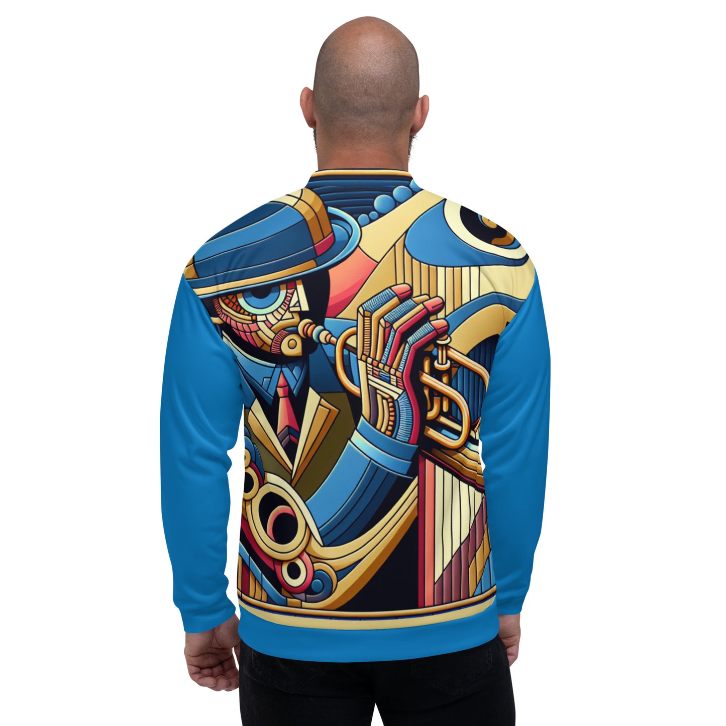 Jazz Player Stained Glass Unisex Bomber Jacket