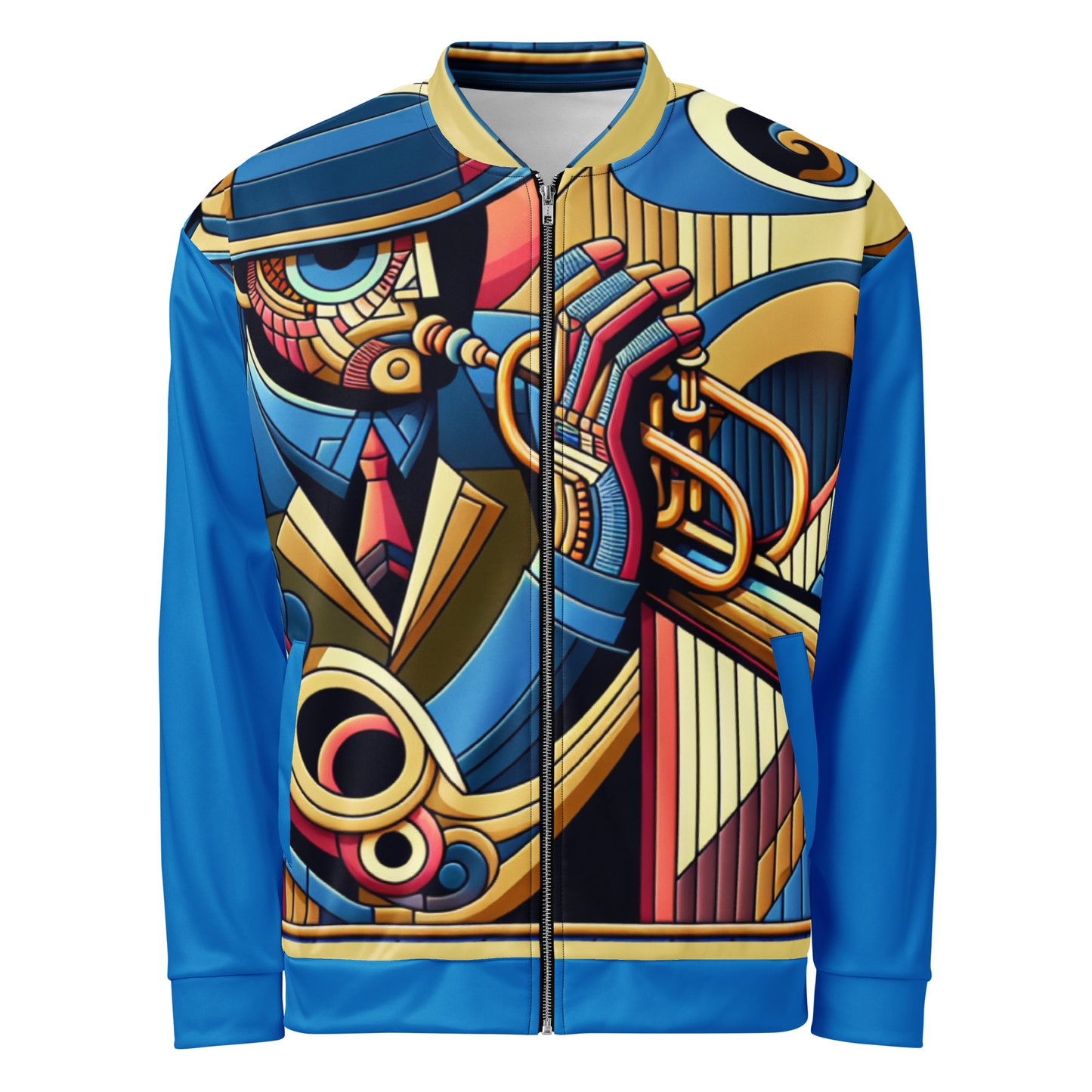 Jazz Player Stained Glass Unisex Bomber Jacket