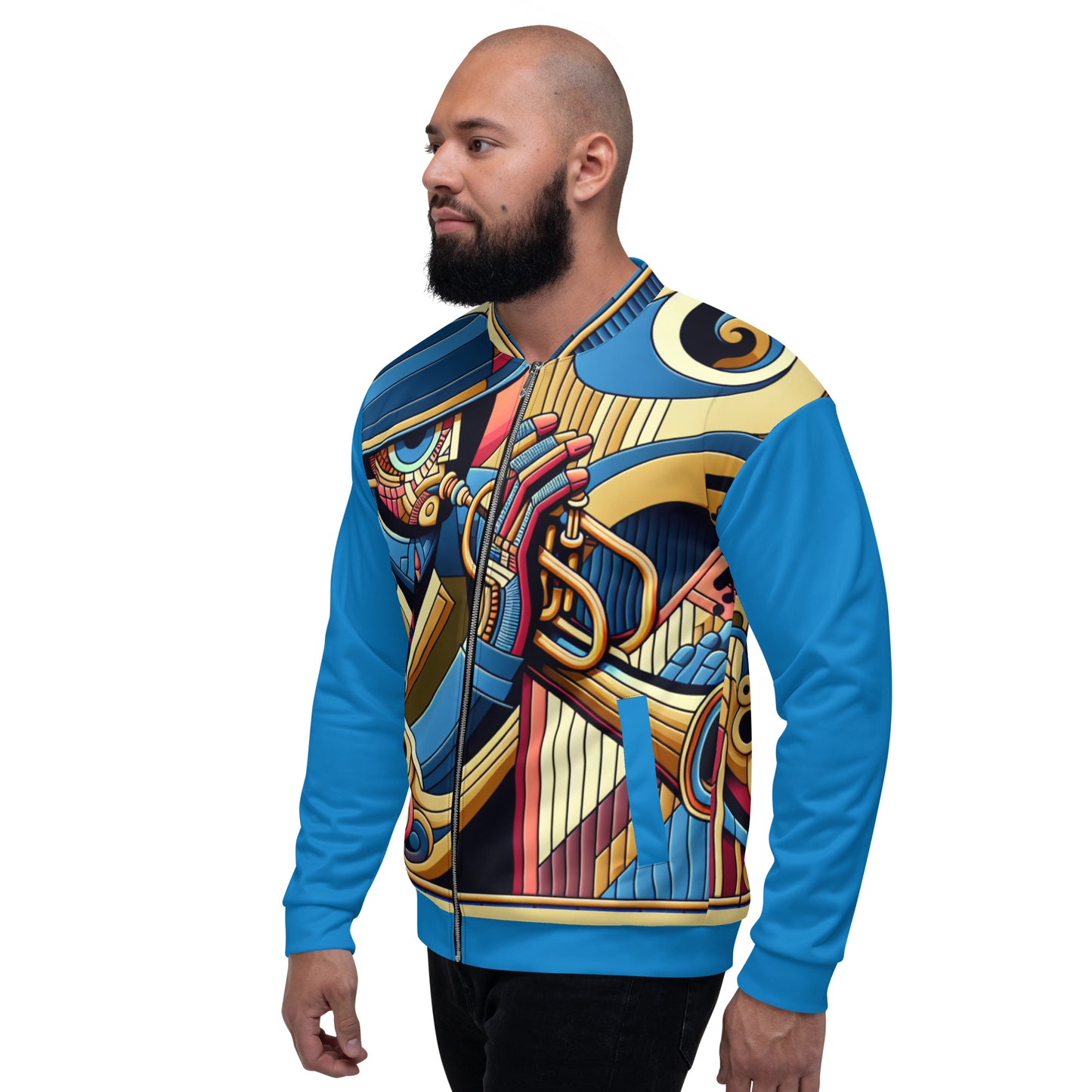 Jazz Player Stained Glass Unisex Bomber Jacket