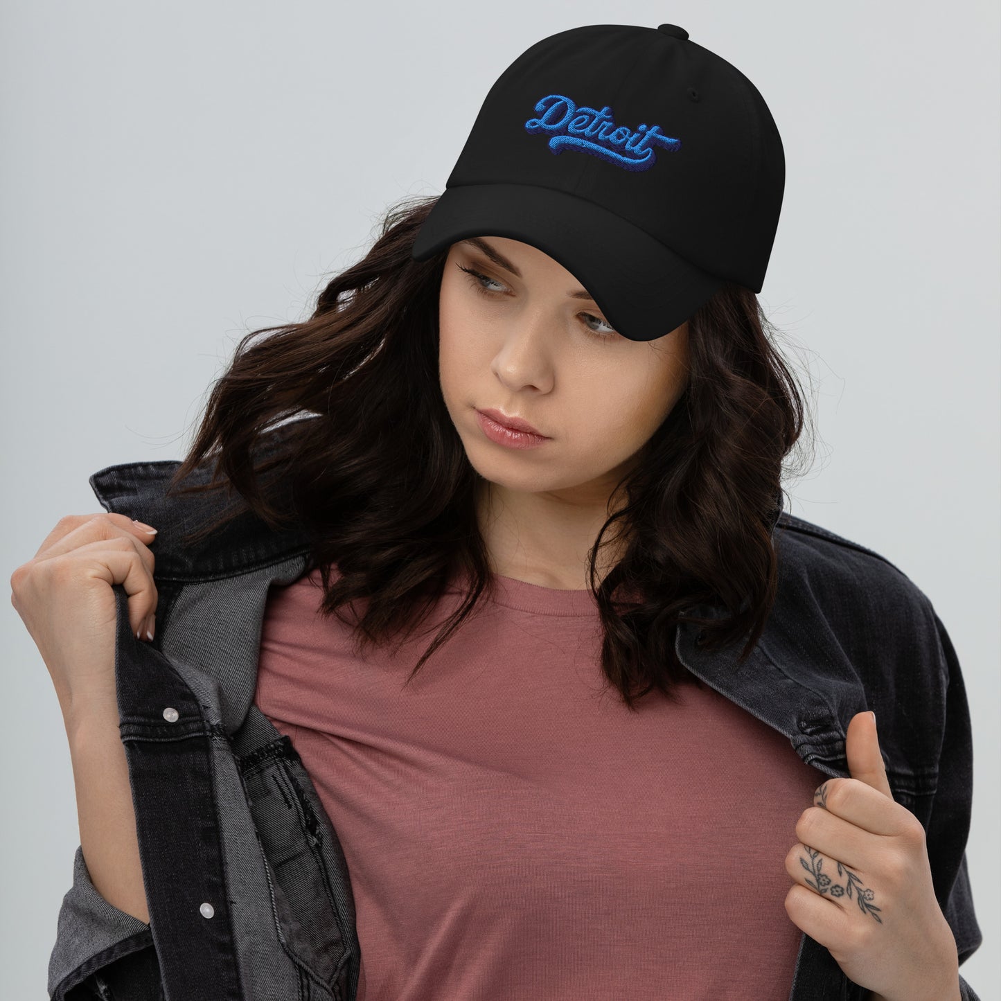 Detroit Large Size Puff Embroidered Dad hat