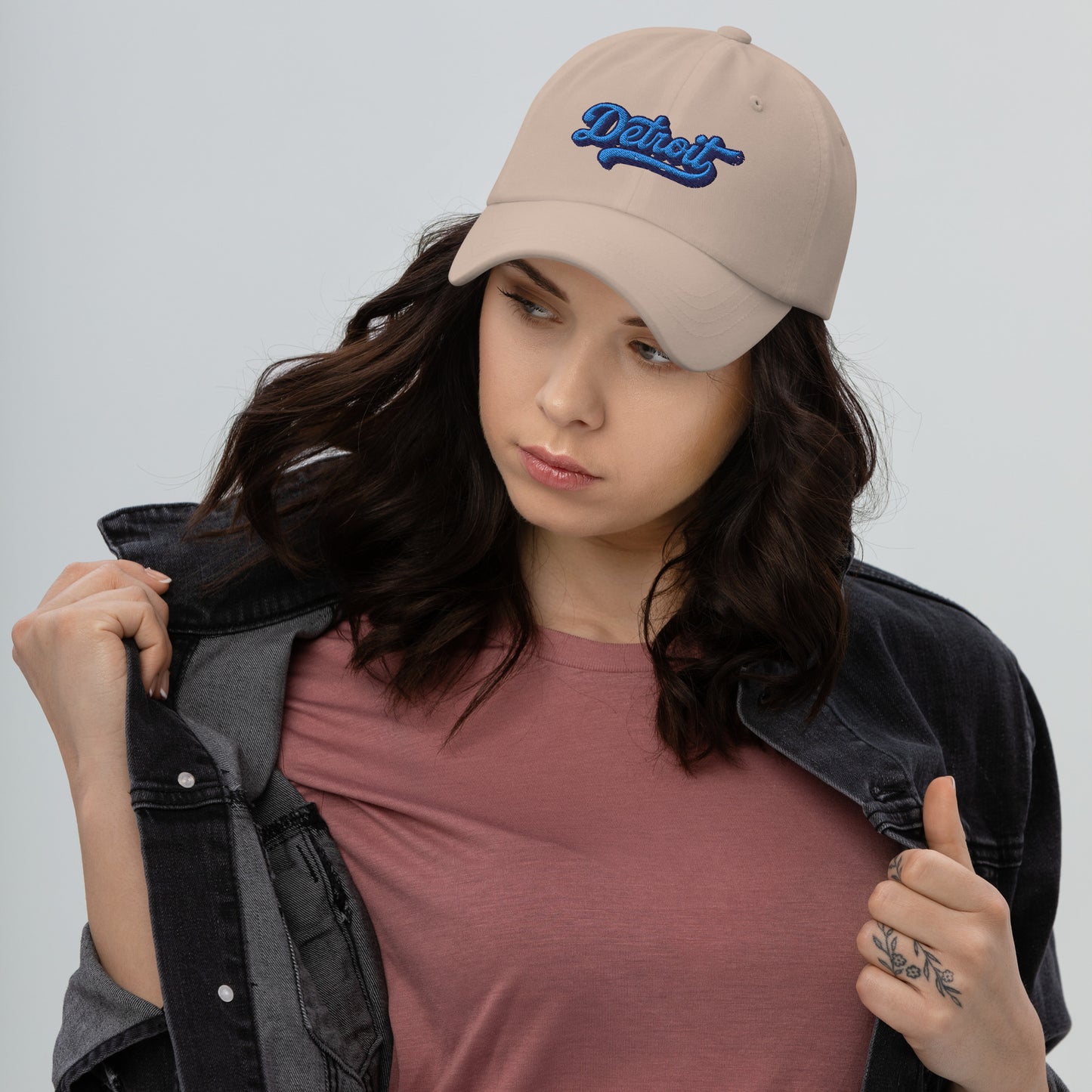 Detroit Large Size Puff Embroidered Dad hat