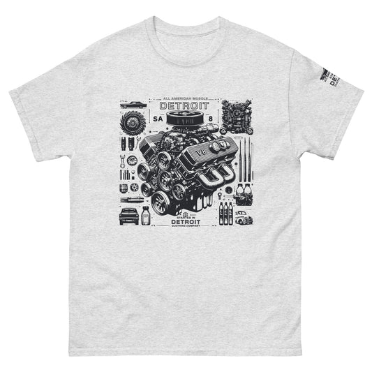 Detroit Muscle Car V8 Engine Unisex Classic T-Shirt