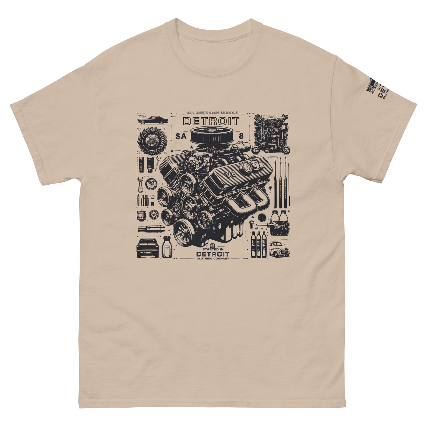 Detroit Muscle Car V8 Engine Unisex Classic T-Shirt