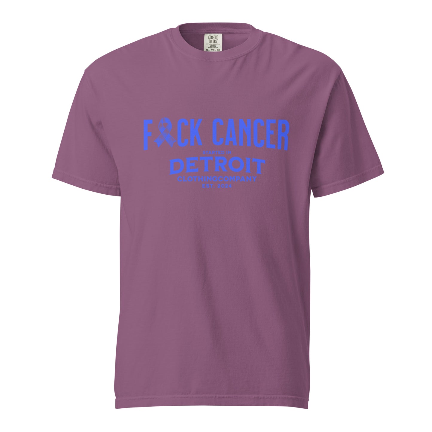 Started IN Detroit F*CK CANCER Unisex Heavyweight Premium Tee (Blue)