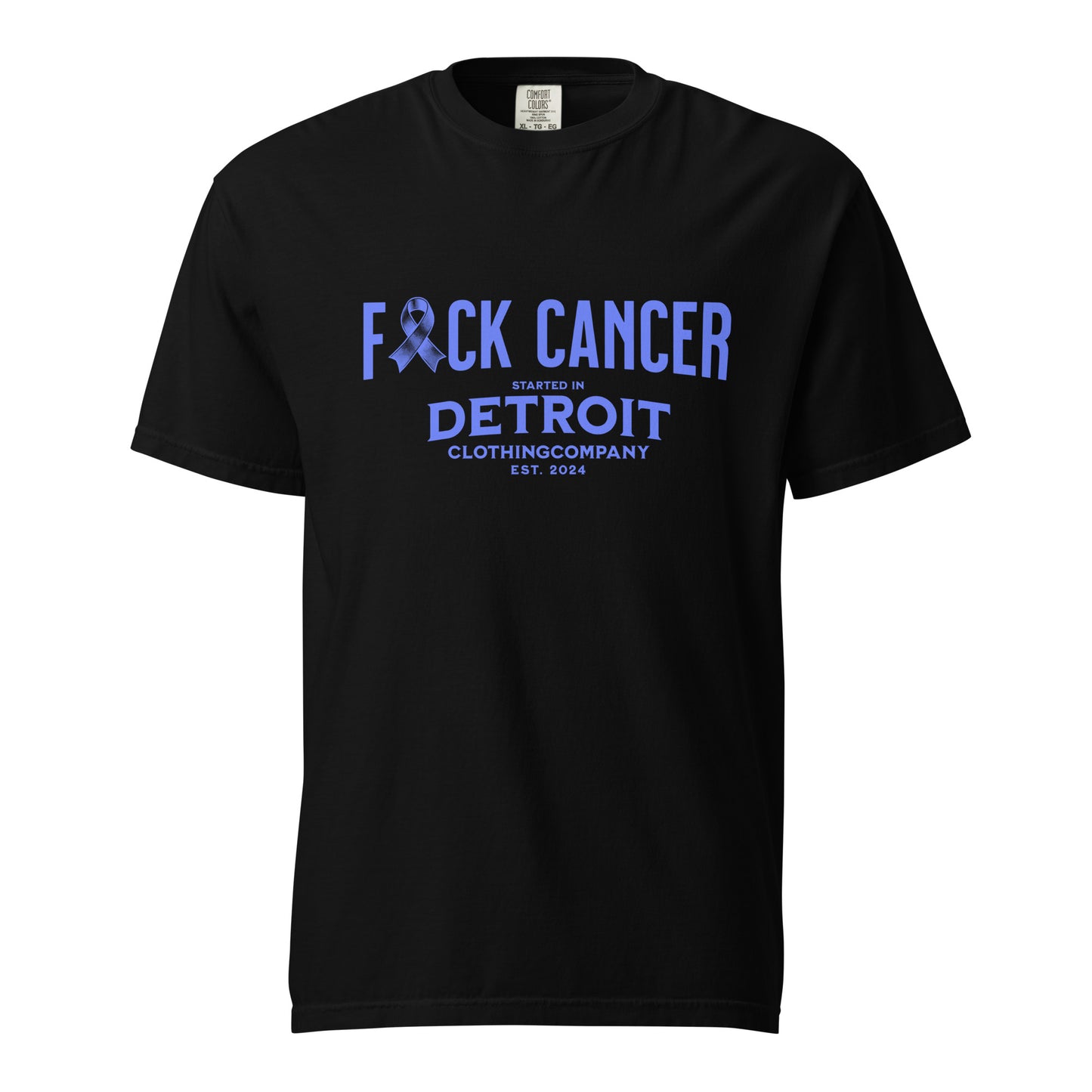 Started IN Detroit F*CK CANCER Unisex Heavyweight Premium Tee (Blue)