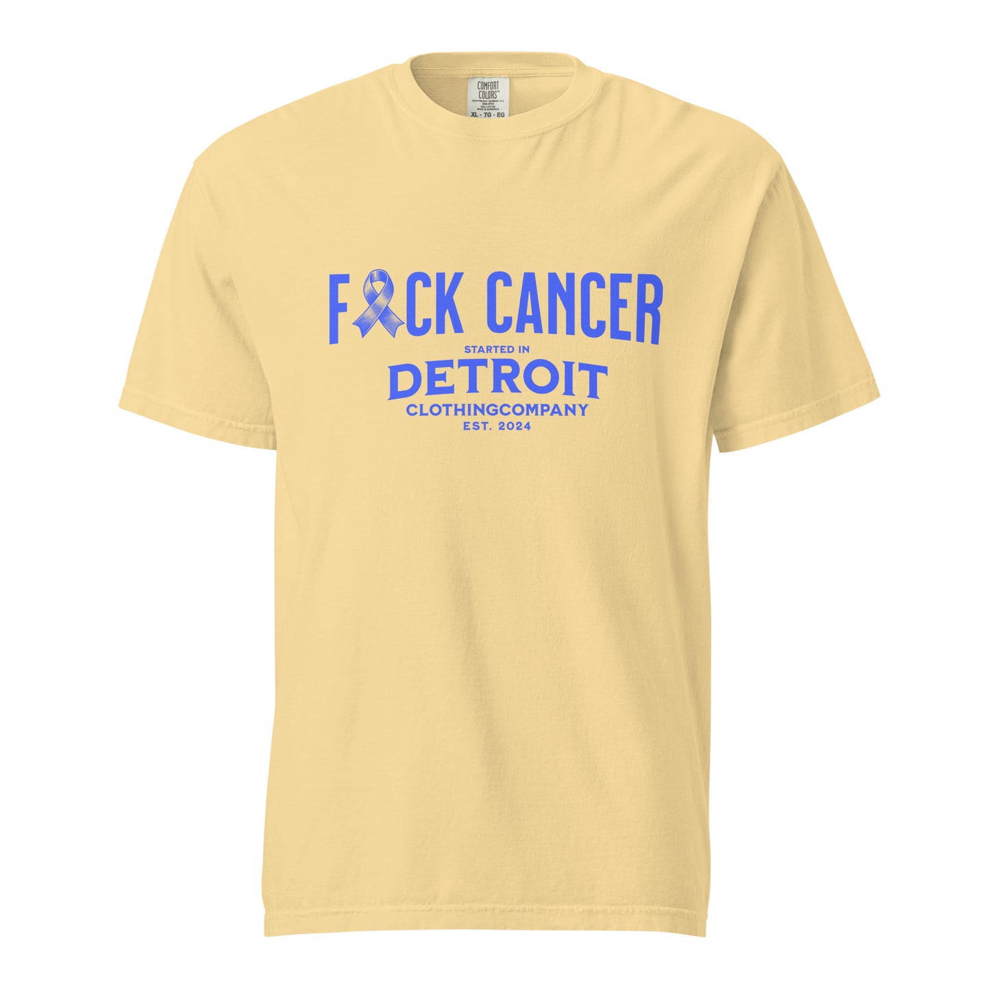 Started IN Detroit F*CK CANCER Unisex Heavyweight Premium Tee (Blue)