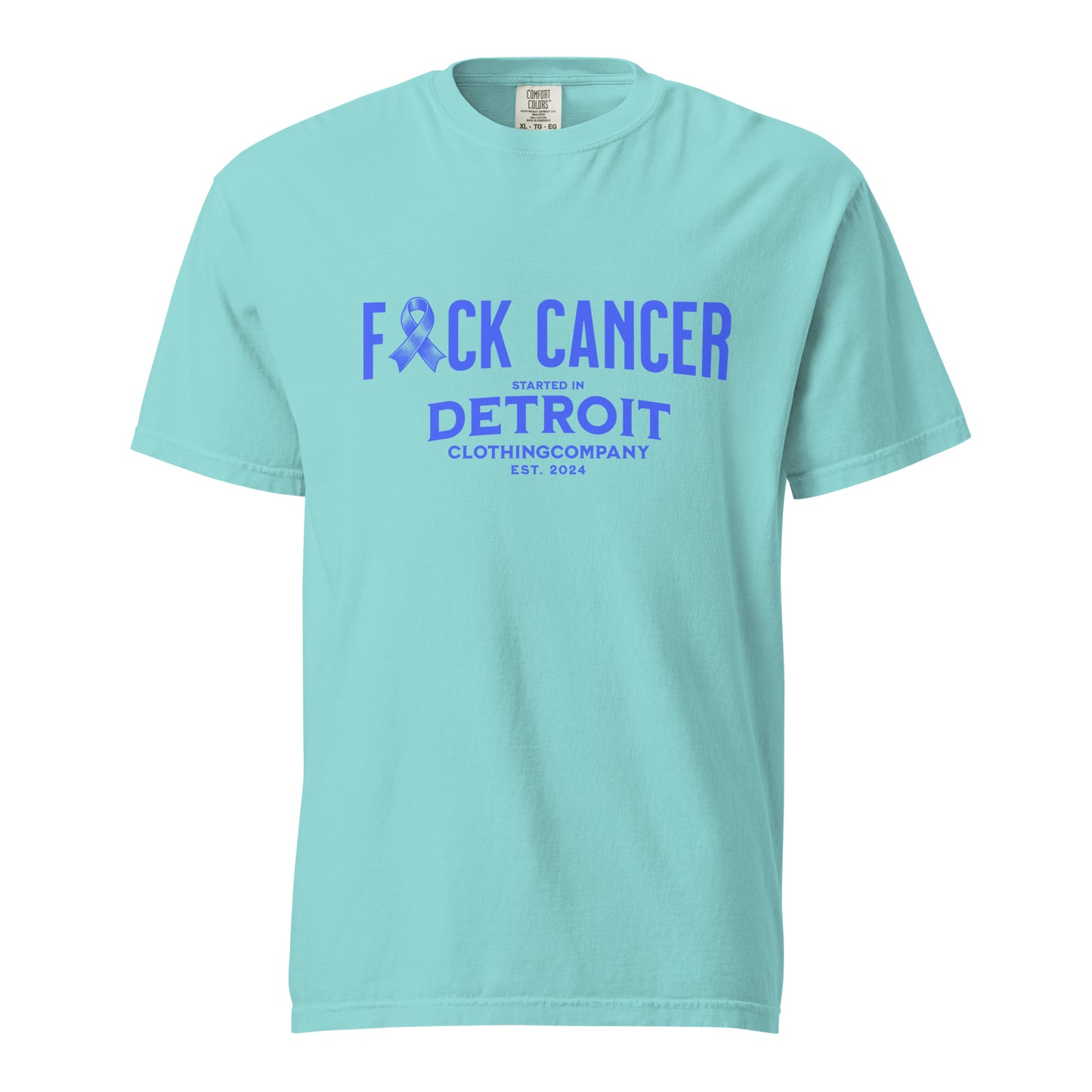 Started IN Detroit F*CK CANCER Unisex Heavyweight Premium Tee (Blue)