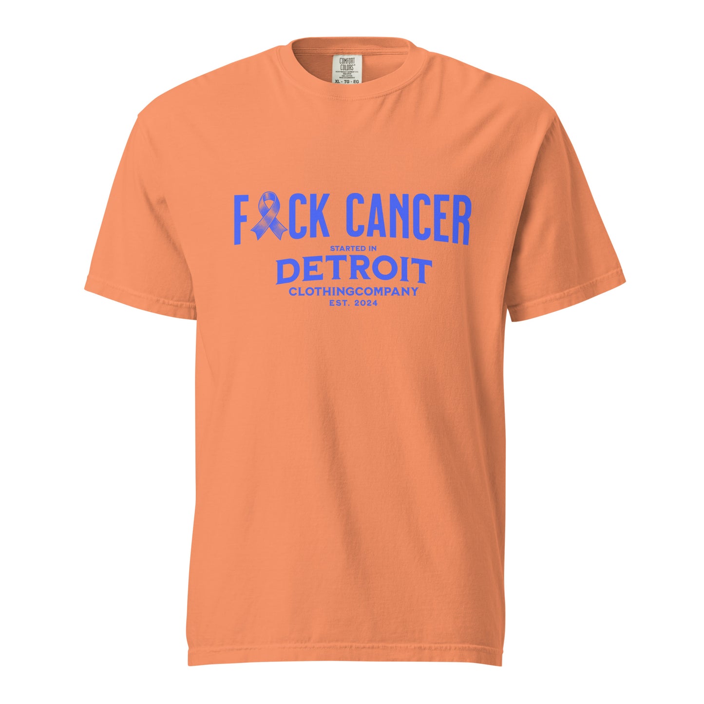 Started IN Detroit F*CK CANCER Unisex Heavyweight Premium Tee (Blue)