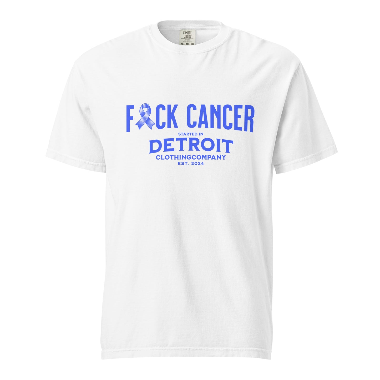 Started IN Detroit F*CK CANCER Unisex Heavyweight Premium Tee (Blue)