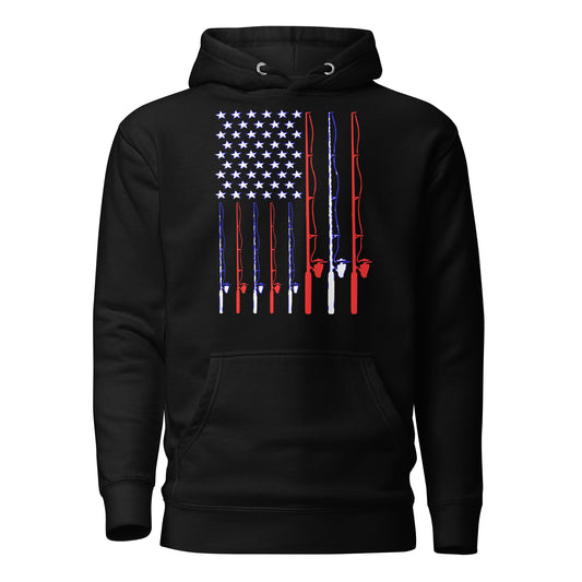 U.S.A Flag as Fishing Poles Unisex Hoodie