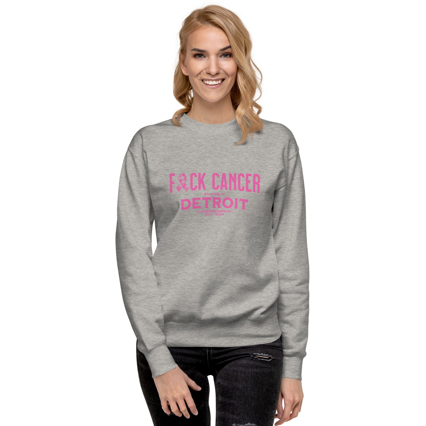 Started IN Detroit F*CK CANCER Unisex Premium Sweatshirt