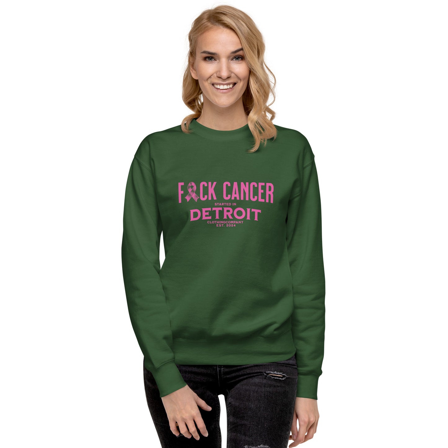 Started IN Detroit F*CK CANCER Unisex Premium Sweatshirt