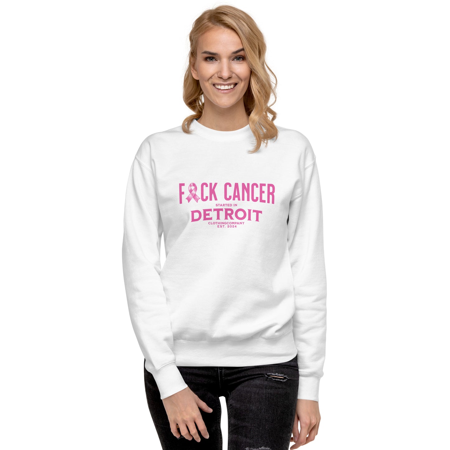 Started IN Detroit F*CK CANCER Unisex Premium Sweatshirt